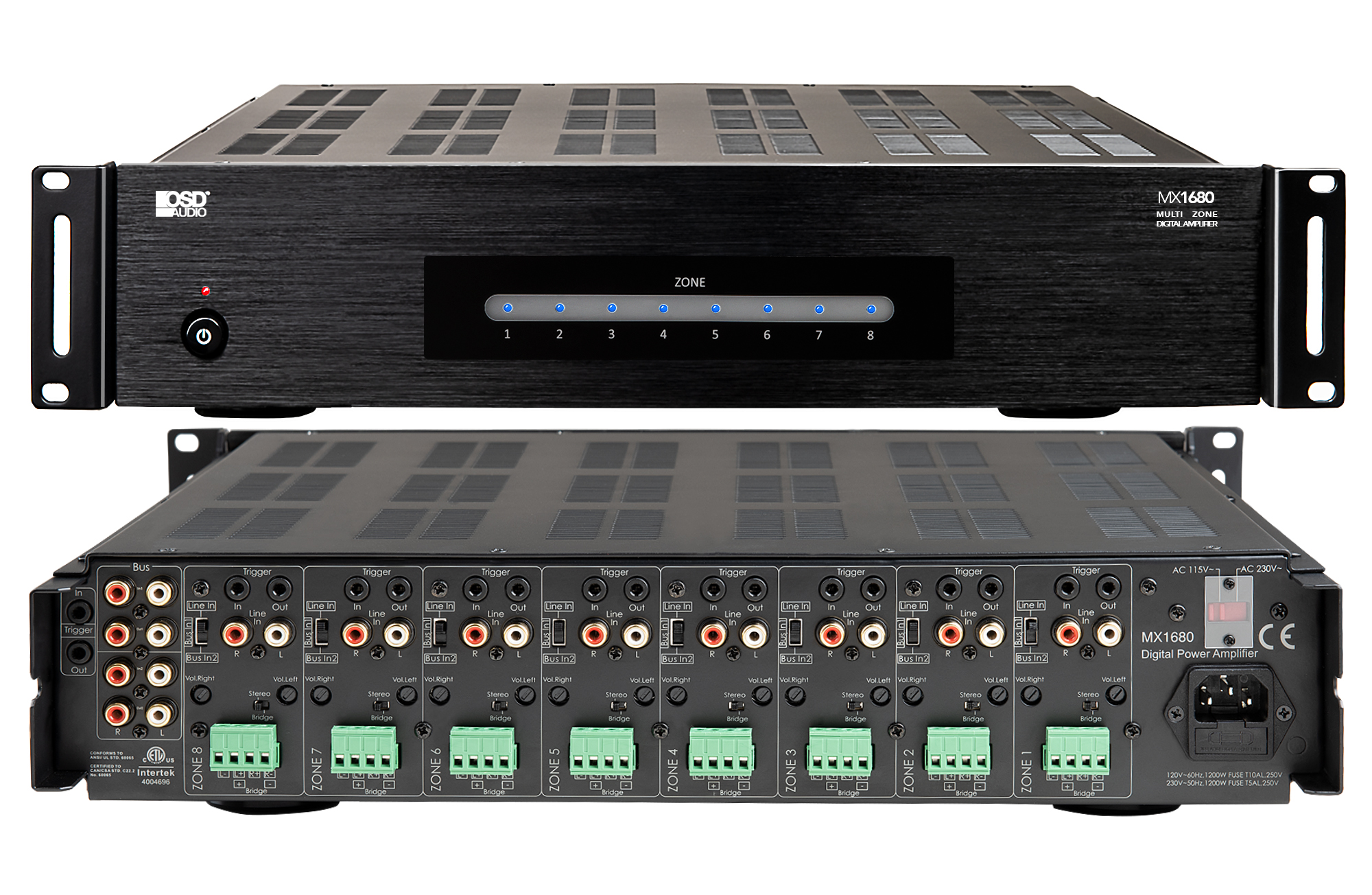 8 Zone 16-Channel 80W/ Channel Class D Digital Power Amplifier for Home  Theater Systems - MX1680